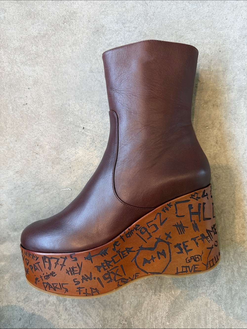 Brand new Chloe Brown Leather Wedge Ankle Boots
